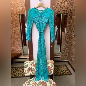 Arnhem Turquoise Floral Long Sleeve Maxi Dress